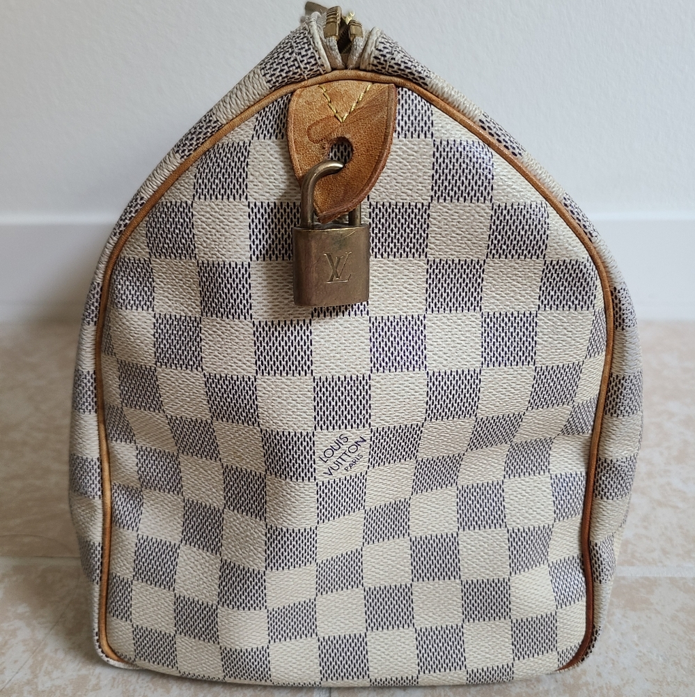 Louis Vuitton Damier Azur Canvas Satchel with Brown Leather Trim - Picture 4 of 15